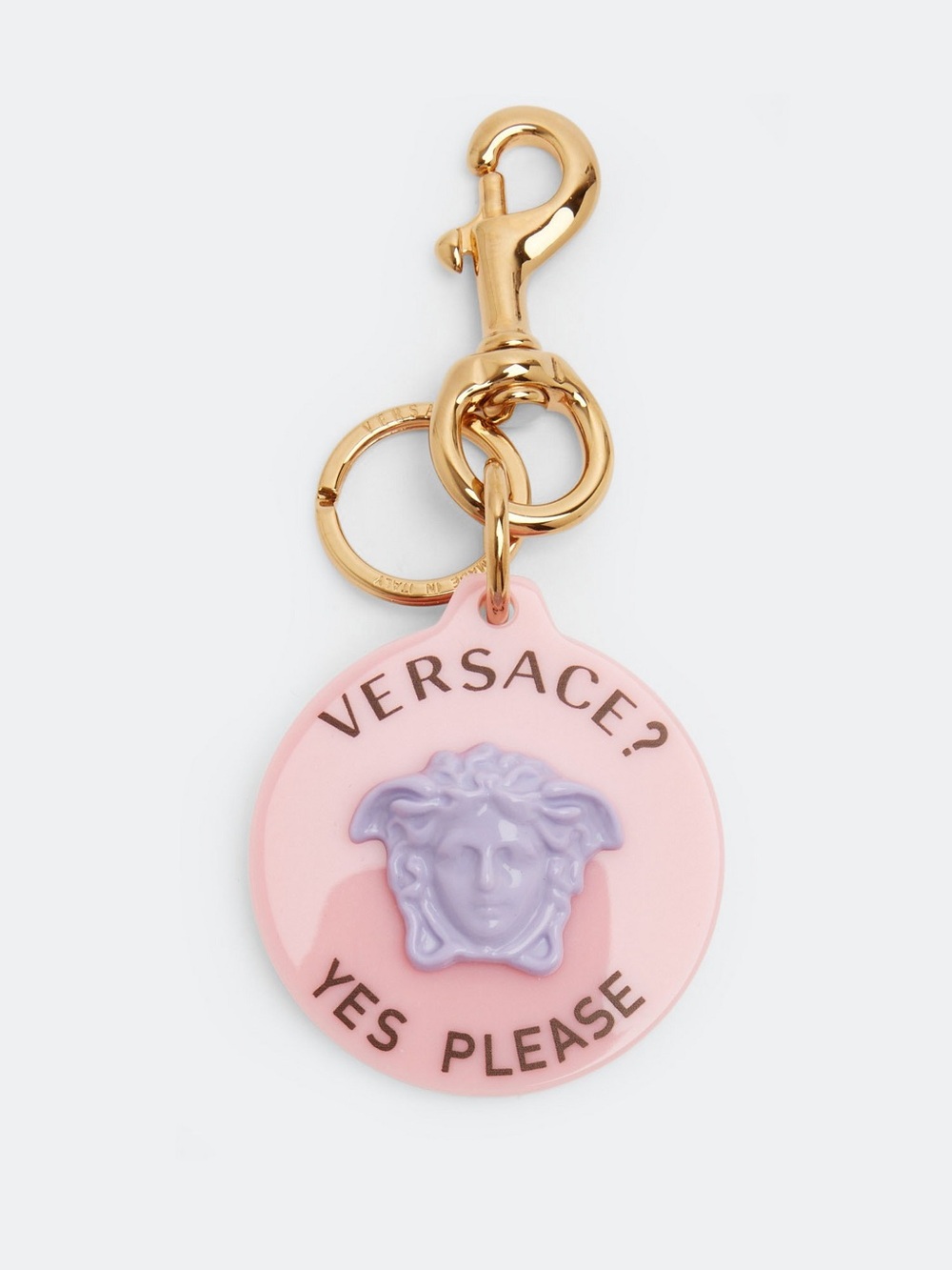 VERSACE Medusa 'Versace? Yes Please' Round Keyring / Key Chain
